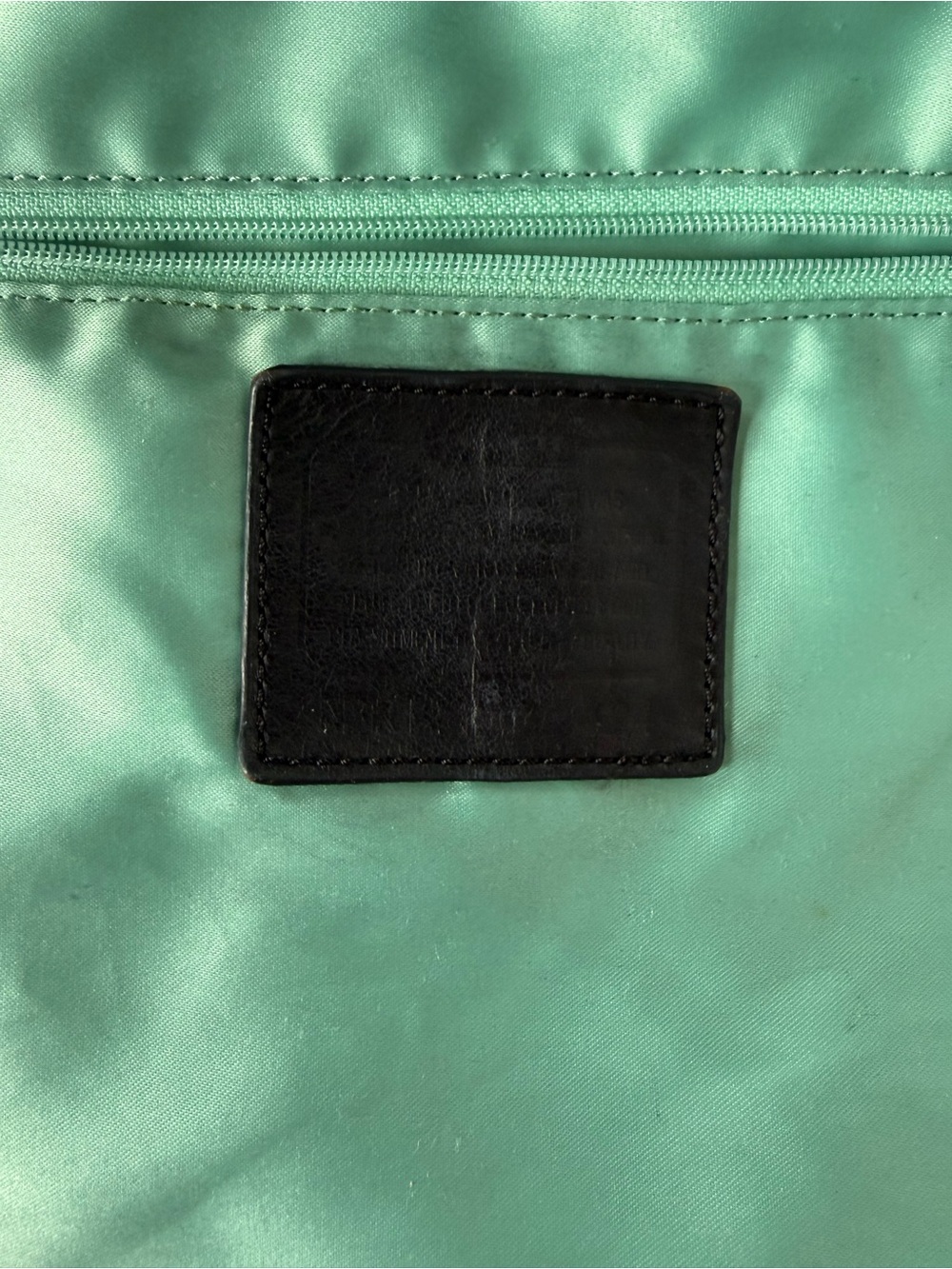 Coach Poppy Black Distressed Leather Glam Tote Shoulder Bag Turquoise Lining - Picture 2 of 9